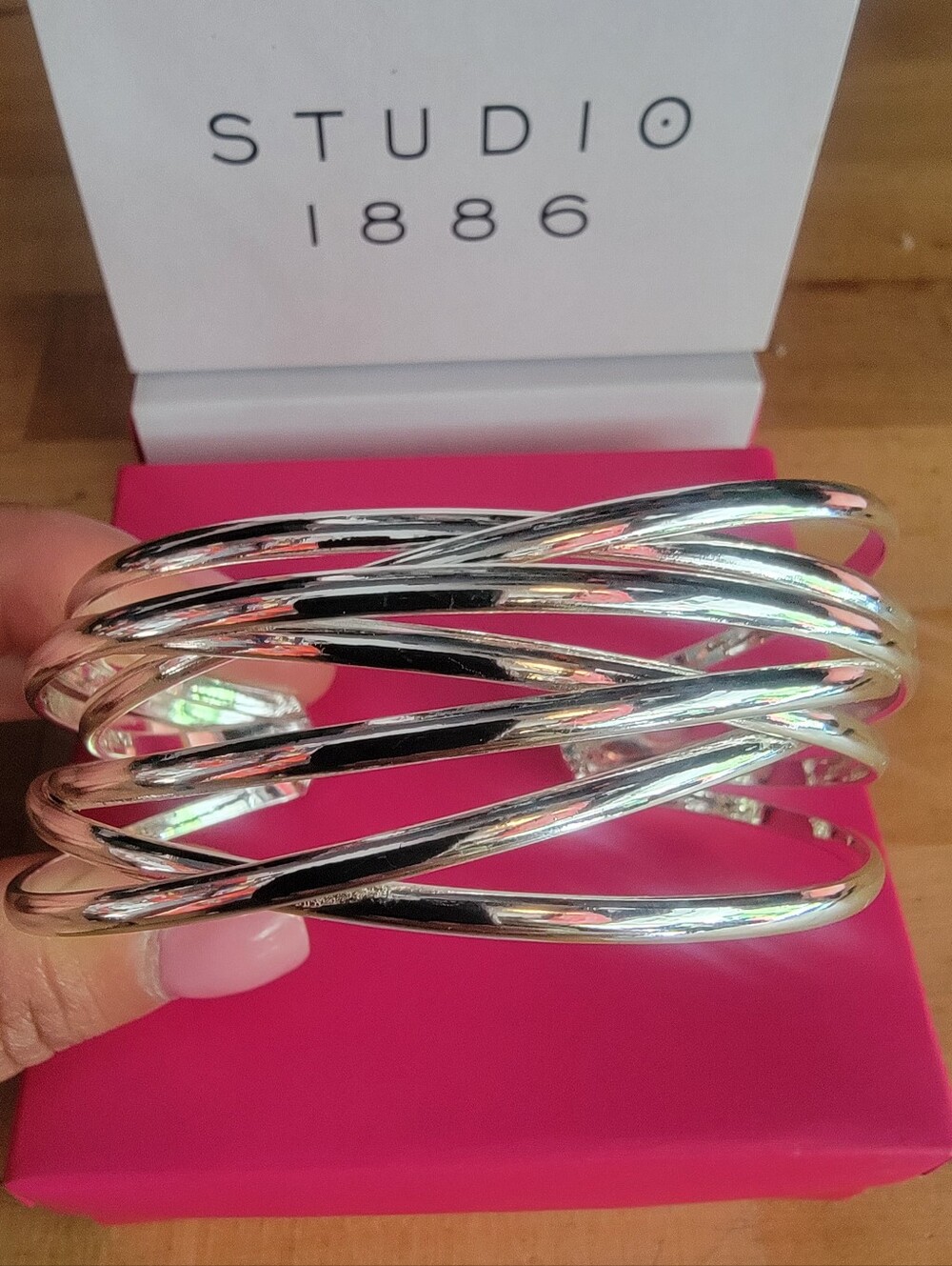Studio Silver Twisted Multi-Band Open Cuff Bracelet